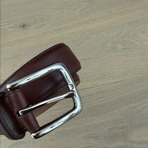 Cole Haan Men's Brown Leather Belt with Silver Buckle